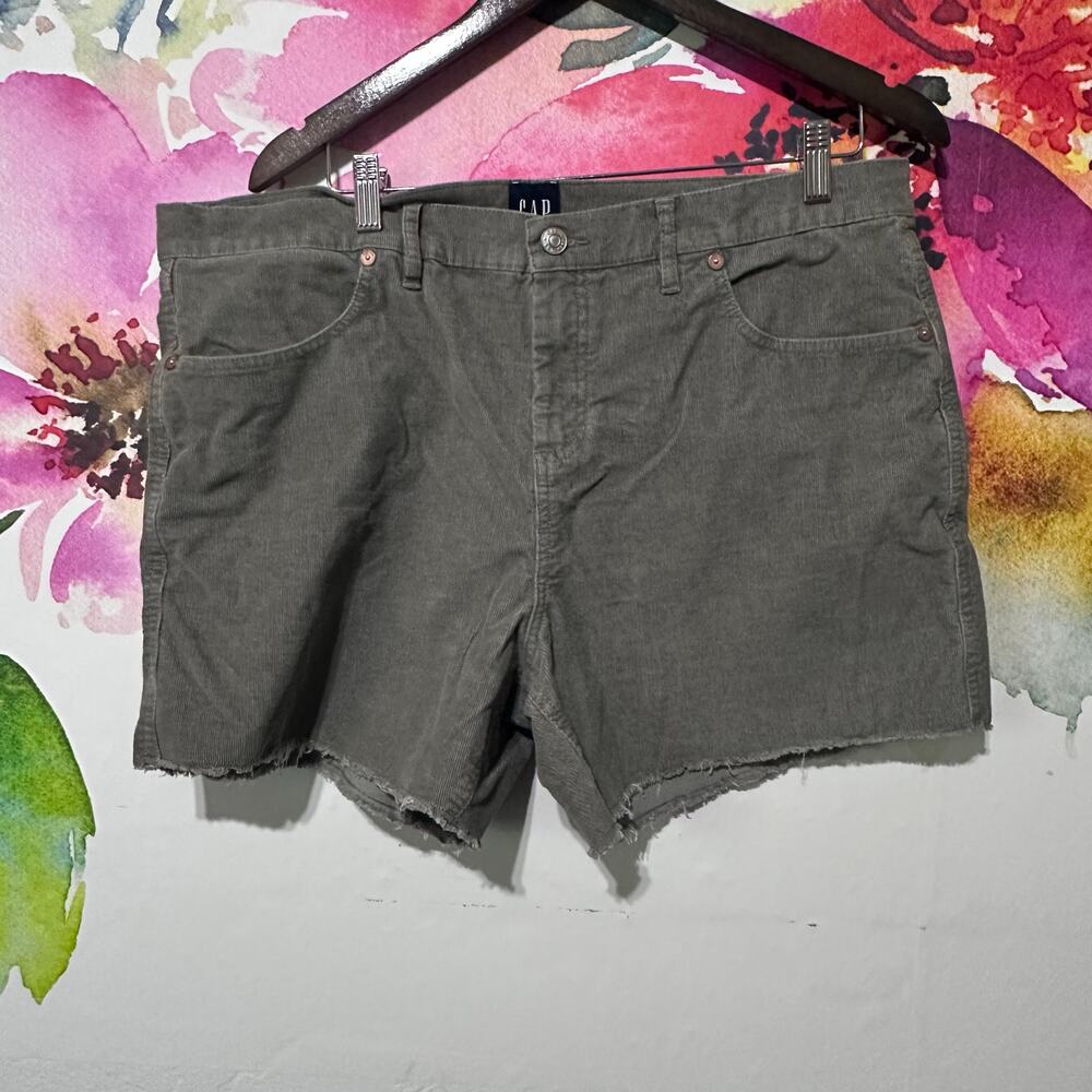 Gap Womens Sage Green Corduroy Cut Off Frayed Hem Shorts Size 16 Summer Beach